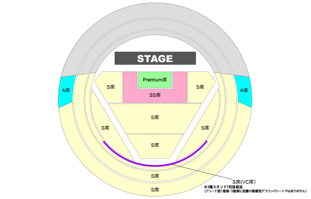 B'z 公式 座席レイアウト（簡易）引用元：B’z Official Website